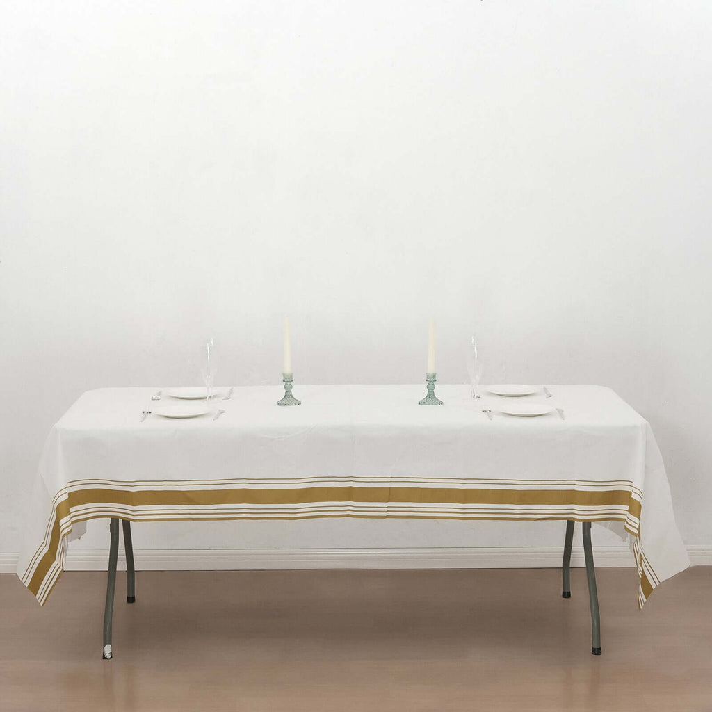 Gold Pattern Black Stripe Retro Rectangle Tablecloth