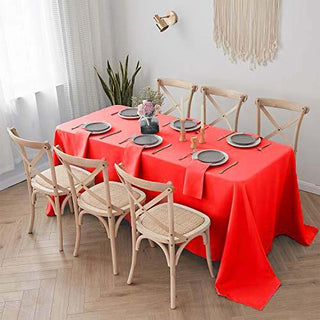 Elevate Your Event with the 90x132 Red Seamless Polyester Rectangular Tablecloth