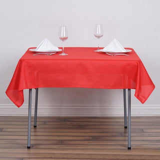 Add Elegance to Your Event with the Red Square Polyester Tablecloth Add Elegance to Your Event with the Red Square Polyester Tablecloth