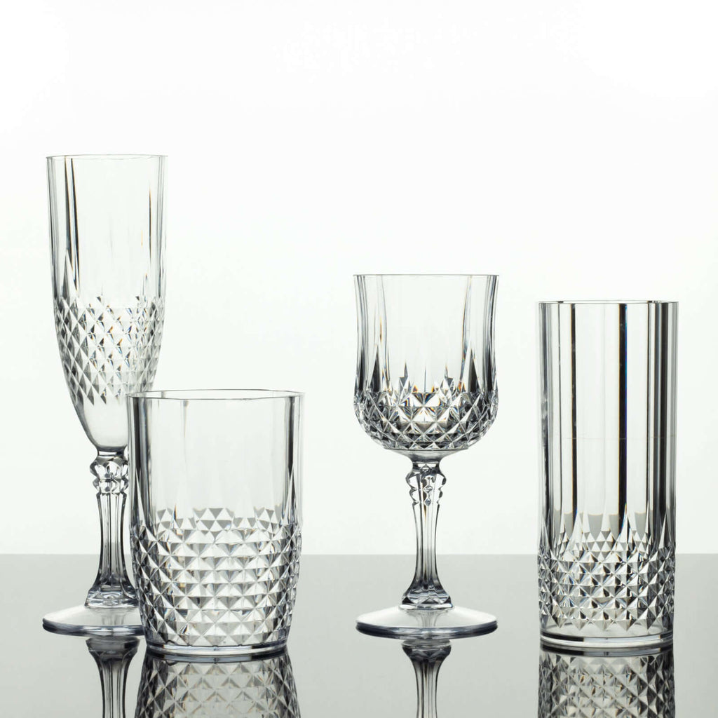 16 oz plastic dinner drinking glasses Crystal Cut Short Tumblers Clear 16oz