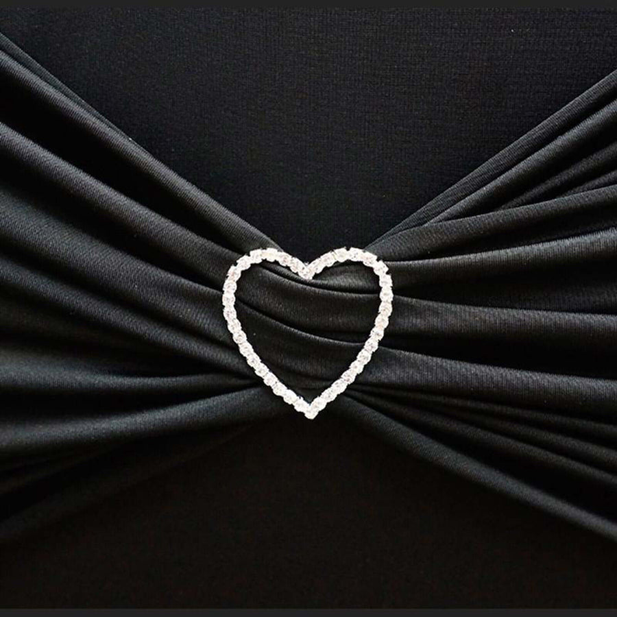 2inch Silver Diamond Heart Metal Chair Sash Bow Pin