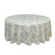 Polyester 108inch Round Tablecloth White - Dusty Sage Green French Toile Pattern for Chic Weddings
