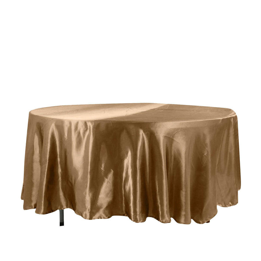 108" Taupe Smooth Satin Round Tablecloth