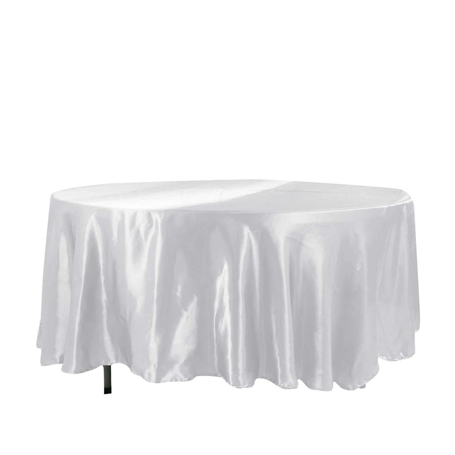 108" White Satin Round Tablecloth