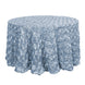 120inch Dusty Blue Grandiose 3D Rosette Satin Round Tablecloth