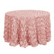 120inch Dusty Rose Grandiose 3D Rosette Satin Round Tablecloth