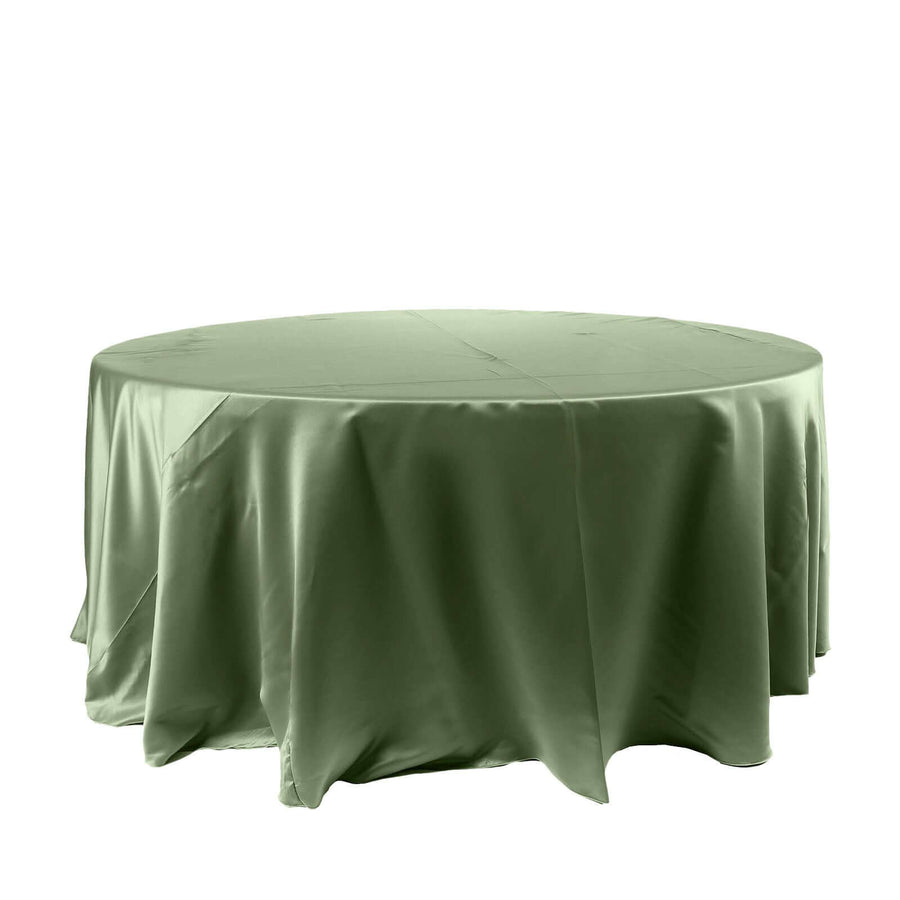 Round green tablecloth on a white background.