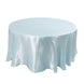 120inch Light Blue Smooth Seamless Satin Round Tablecloth for 5 Foot Table With Floor-Length Drop