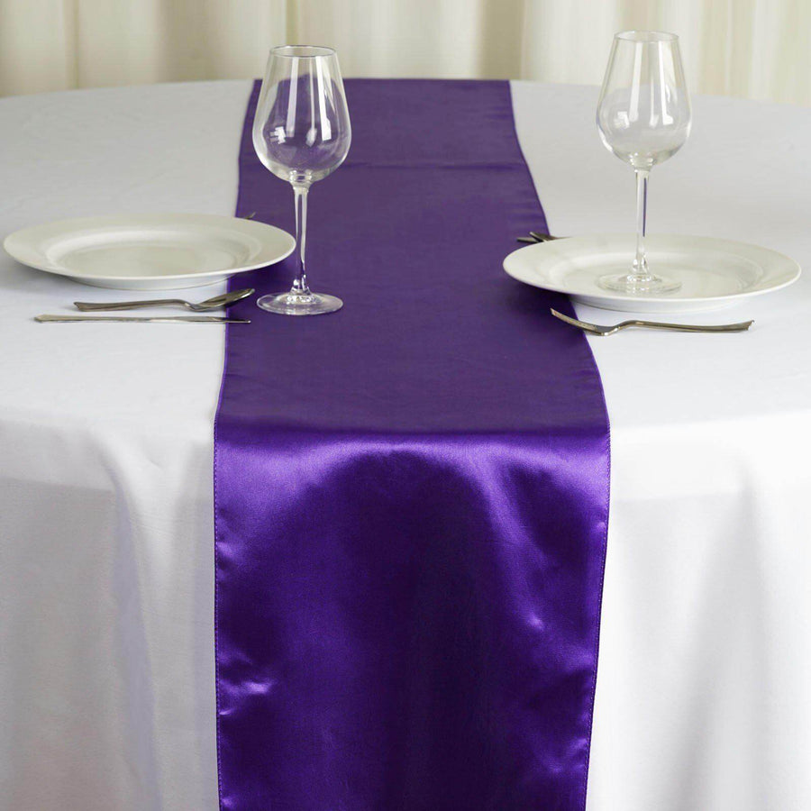 12"x108" Purple Satin Table Runner#whtbkgd