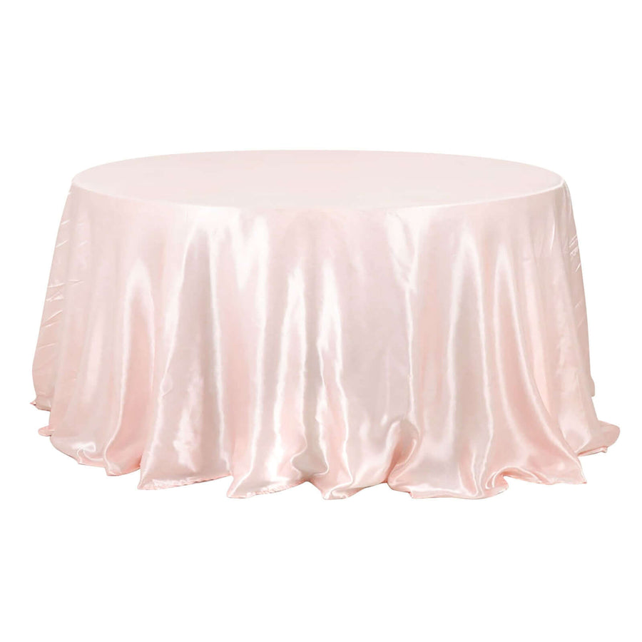 132inch Blush / Rose Gold Seamless Satin Round Tablecloth