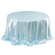 132inch Light Blue Seamless Satin Round Tablecloth for 6 Foot Table With Floor-Length Drop