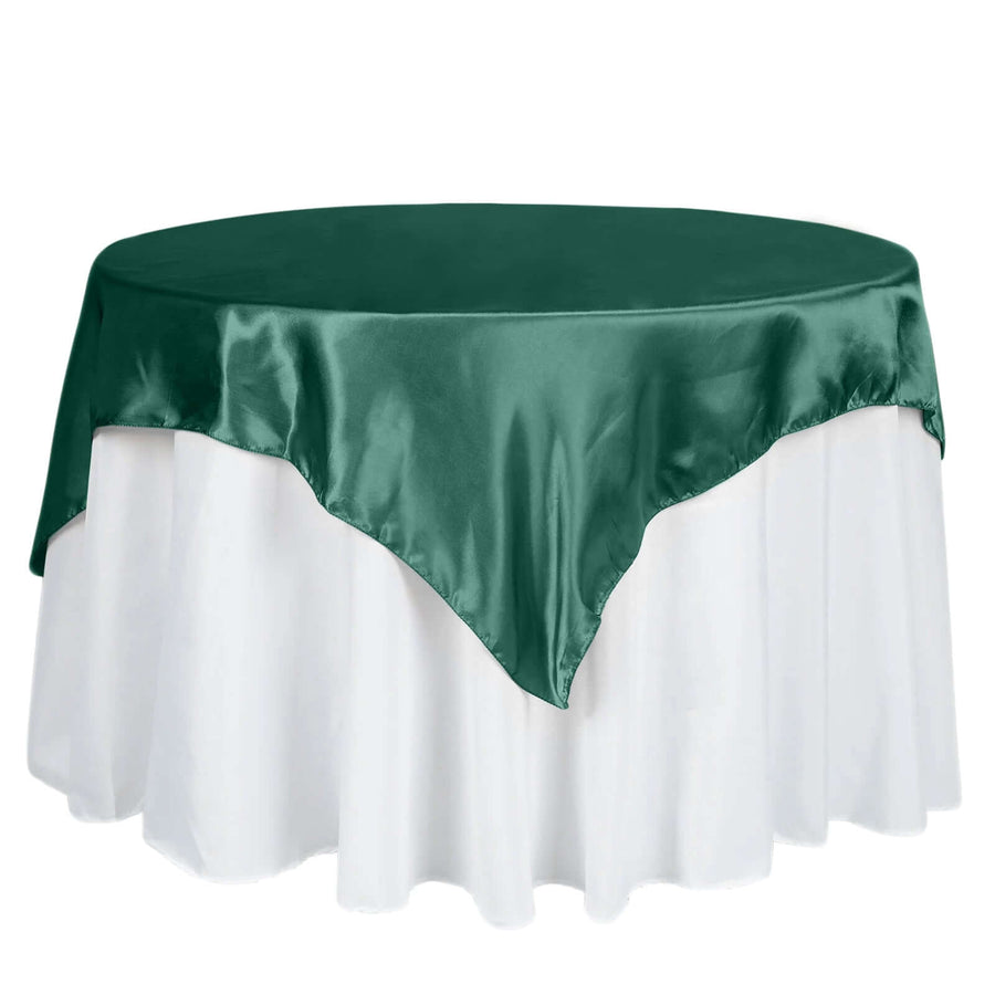 60x60inch Hunter Emerald Green Seamless Square Satin Tablecloth Overlay