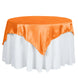 60"x 60" Orange Seamless Satin Square Tablecloth Overlay