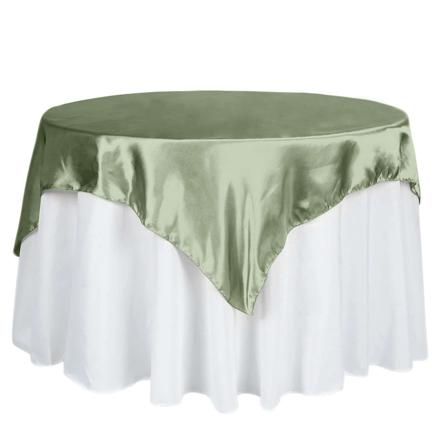 60inch x 60inch Sage Green Seamless Satin Square Tablecloth Overlay