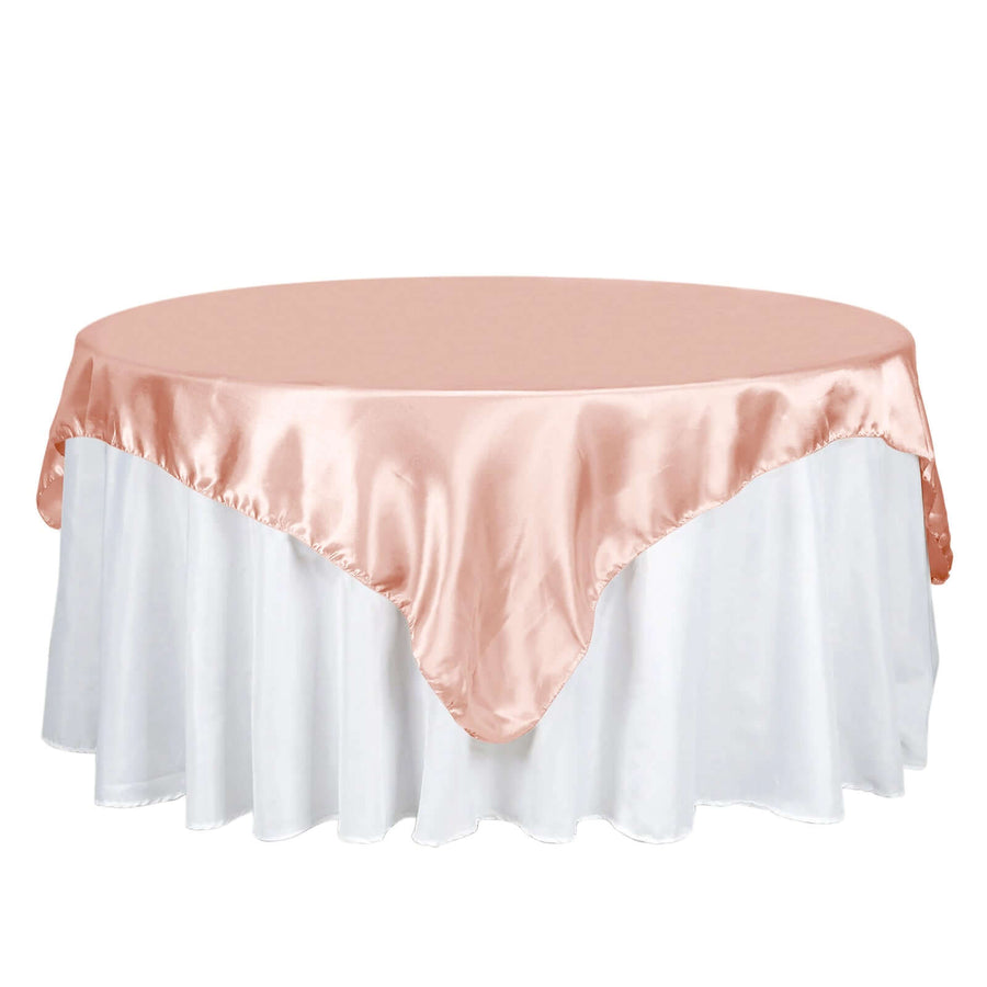 72" x 72" Dusty Rose Satin Square Tablecloth Overlay