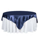 72" x 72" Navy Blue Satin Square Tablecloth Overlay