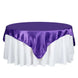 72" x 72" Purple Satin Square Tablecloth Overlay