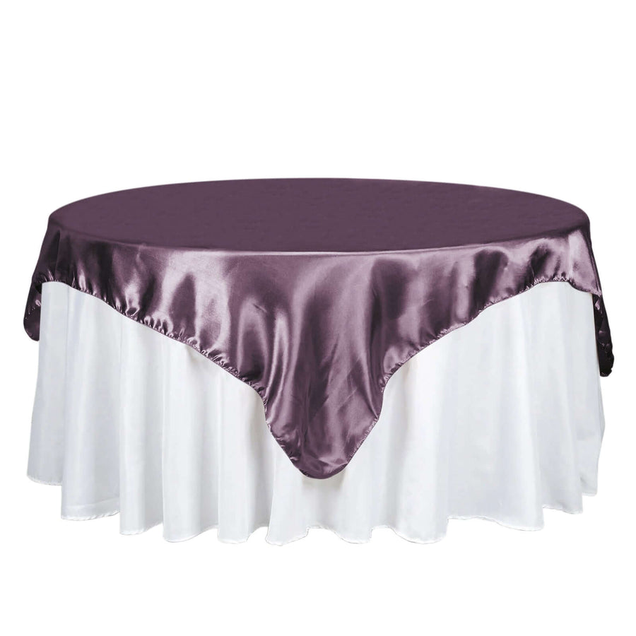 72"x72" Violet Amethyst Satin Square Tablecloth Overlay