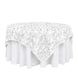 72x72inch White 3D Rosette Satin Table Overlay, Square Tablecloth Topper