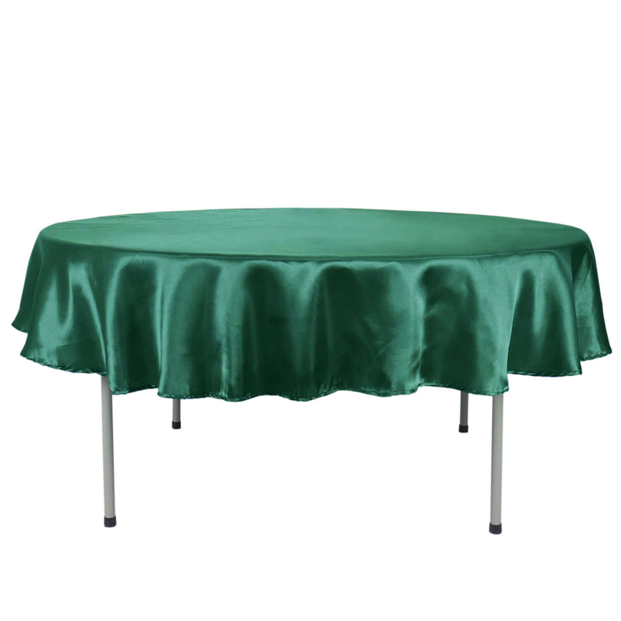 90" Hunter Emerald Green Satin Round Tablecloth