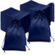 60 Pack 6x9 Navy Blue Satin Wedding Party Favor Bags, Drawstring Pouch Gift Bags
