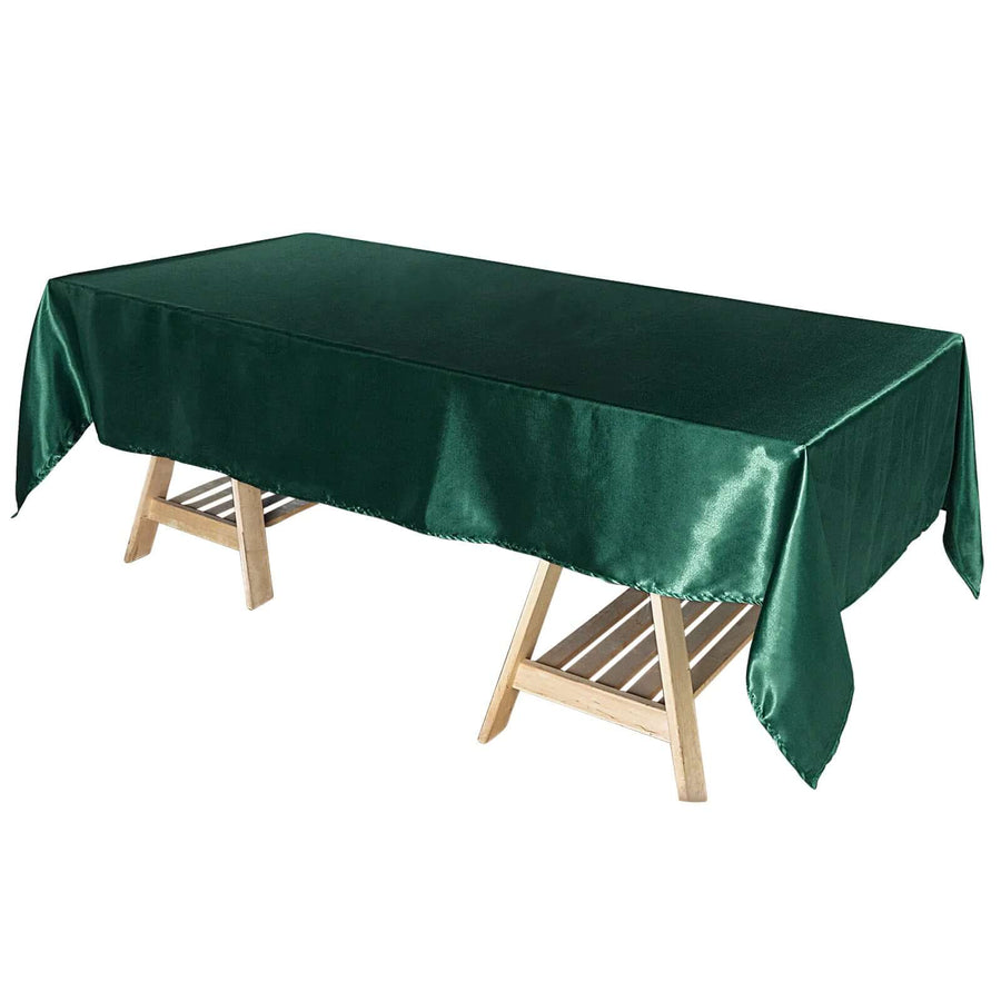 60"x102" Hunter Emerald Green Smooth Satin Rectangular Tablecloth
