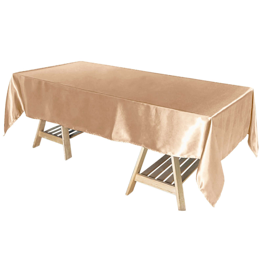 60"x102" Nude Smooth Satin Rectangular Tablecloth