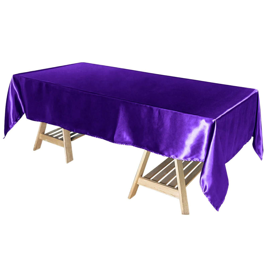 60"x102" Purple Smooth Satin Rectangular Tablecloth