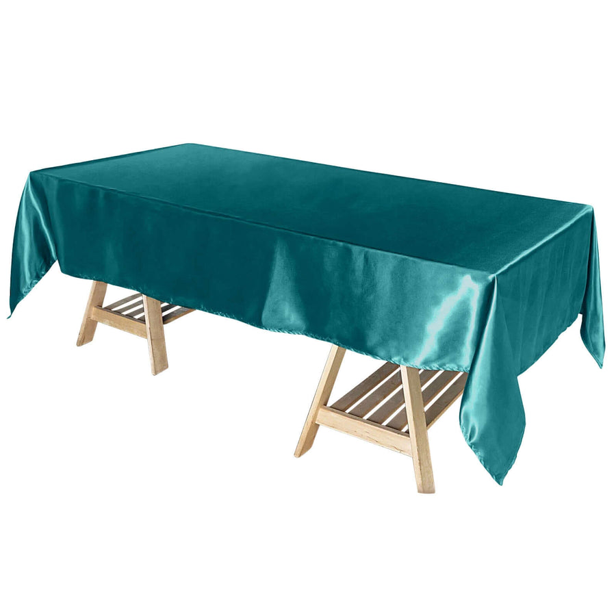 60"x102" Turquoise Smooth Satin Rectangular Tablecloth