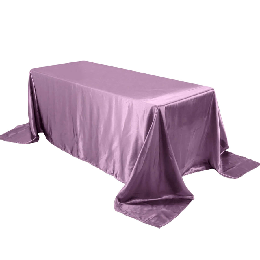 90x132Inch Violet Amethyst Satin Seamless Rectangular Tablecloth