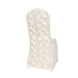 Ivory Satin Rosette Spandex Stretch Banquet Chair Cover, Fitted Slip On Chair Cover