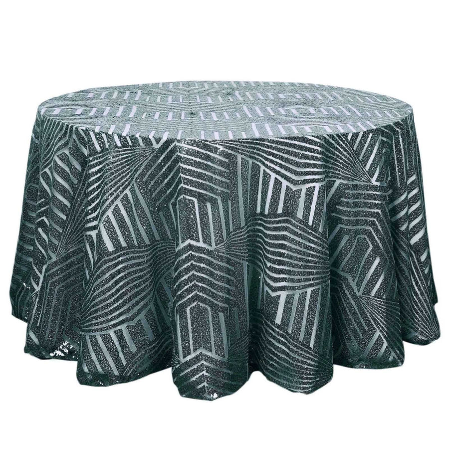 120inch Hunter Emerald Green Seamless Diamond Glitz Sequin Round Tablecloth