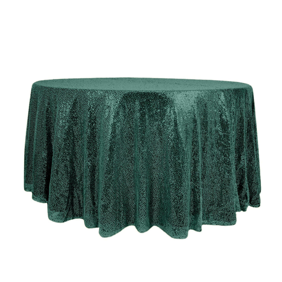 20inch Hunter Emerald Green Premium Sequin Round Tablecloth