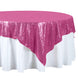 72" Premium Stripe Sequin Square Overlay For Wedding Catering Party Table Decorations - Fuchsia