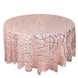 120inch Blush Rose Gold Wave Mesh Round Tablecloth With Embroidered Sequins