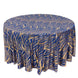120inch Royal Blue Gold Wave Mesh Round Tablecloth With Embroidered Sequins