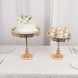 Set of 2 Gold Crystal Beaded Metal Cupcake Dessert Display Stands With Mirror Top