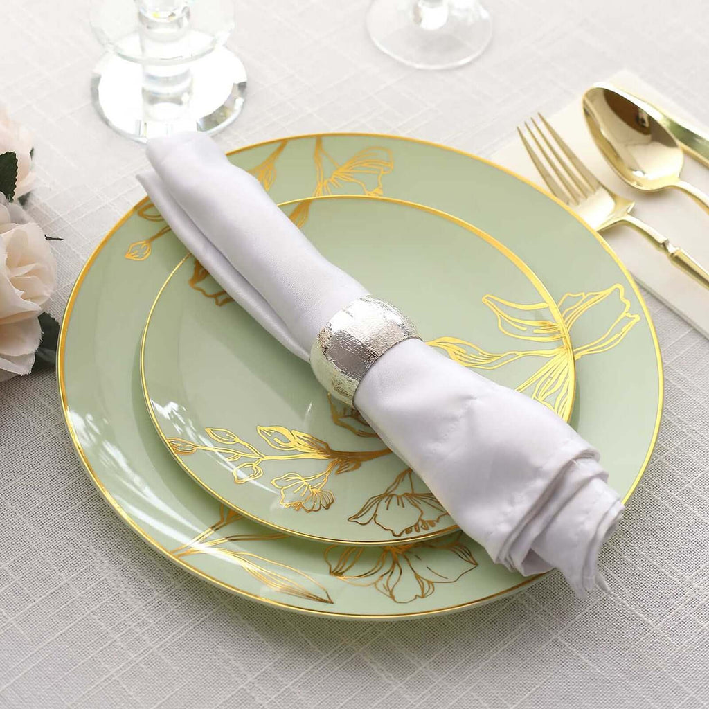 Sage Green Amazon Wedding Paper Plates Floral Plastic Round Plates