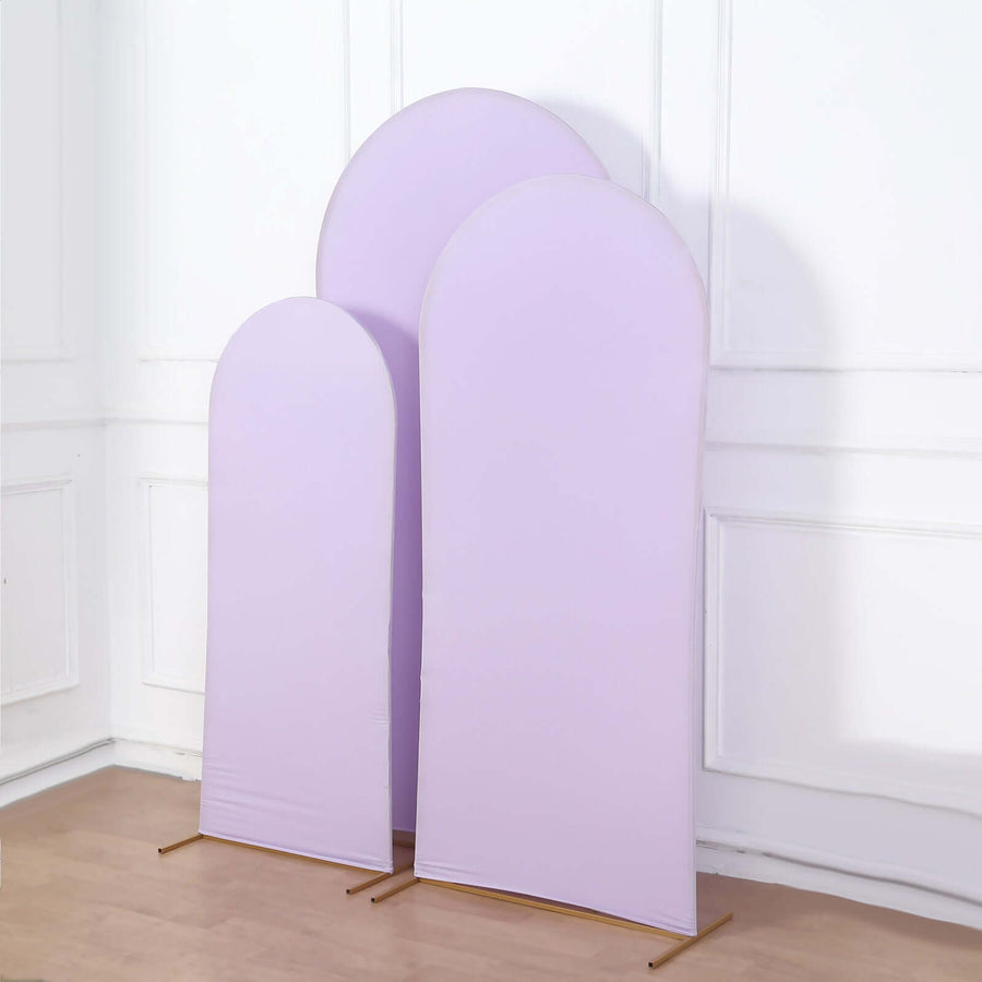 Matte Lavender Lilac Spandex Fitted Chiara Backdrop Stand Covers For Round Top Wedding Arch