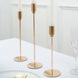 Set of 3 | Gold Metal Taper Candle Holder Set, Skinny Candlestick Stand With Round Solid Base