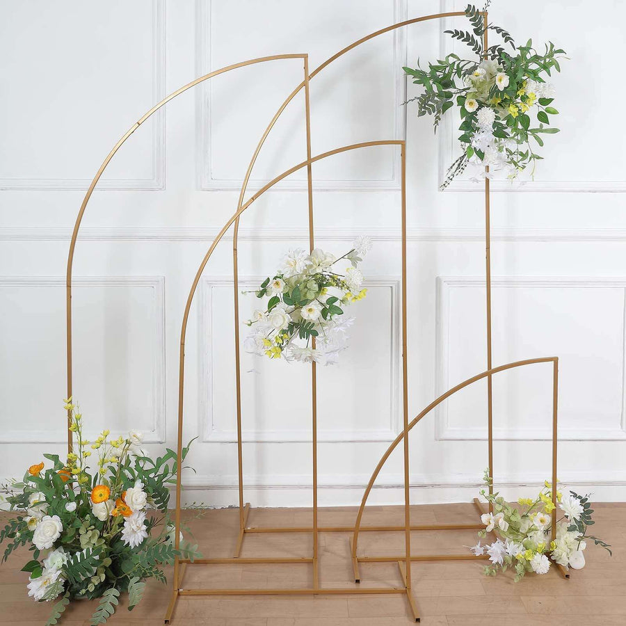 Set of 4 | Gold Metal Knife Top Floral Frame Wedding Arbor Stand, Chiara Backdrop Display Arch