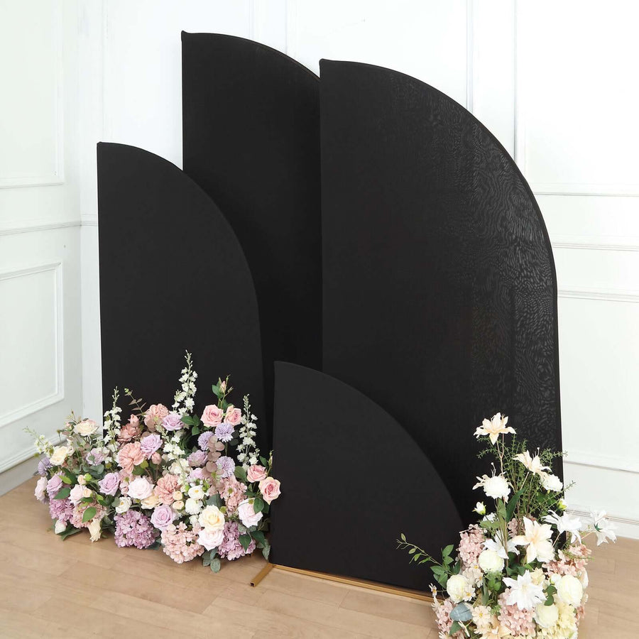 Set of 4 | Matte Black Spandex Half Moon Chiara Backdrop Stand Covers