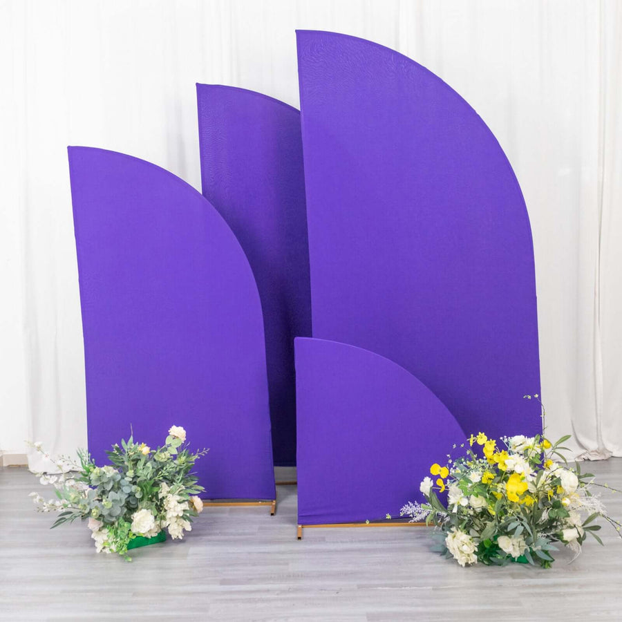 Set of 4 | Matte Purple Spandex Half Moon Chiara Backdrop Stand Covers