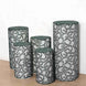 Set of 5 Hunter Emerald Green Sequin Mesh Cylinder Pedestal Pillar Prop Covers