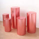 Set of 5 Metallic Blush Rose Gold Cylinder Stretch Fit Pedestal Pillar Covers