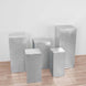 Set of 5 Silver Metallic Spandex Rectangular Pedestal Pillar Prop Covers
