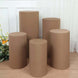 Set of 5 | Taupe Cylinder Stretch Fitted Pedestal Pillar Prop Covers, Display Box Stand Covers