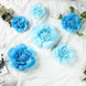 6 Pack Periwinkle & Turquoise Assorted Size Paper Peony Flowers - 7" | 9" | 11"