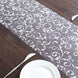 12x108inch Metallic Silver Mesh Table Runner with Embossed Foil Flower Design