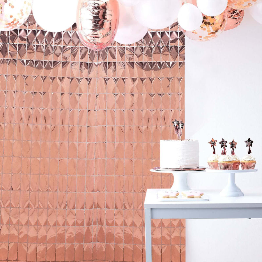 Shiny Blush/Rose Gold Metallic Foil Rectangle Curtain Party Backdrop Door Window Curtain